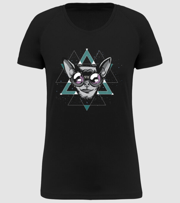 Tricou cu Câine Chihuahua model negru pe tricou