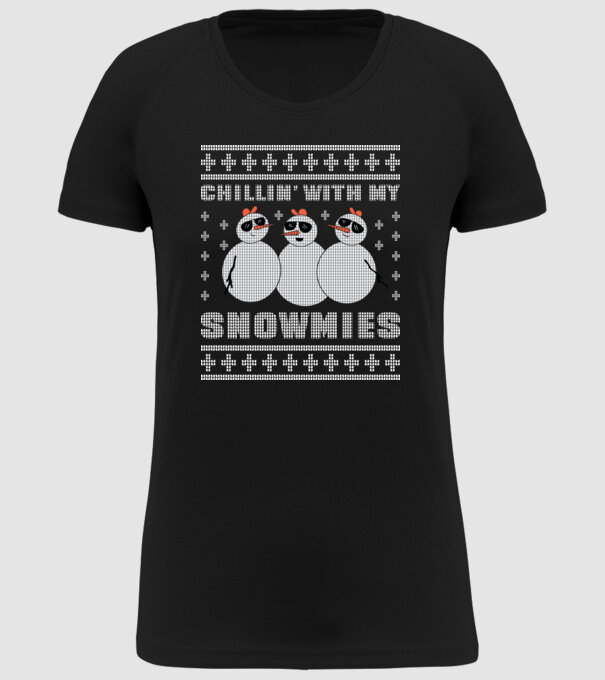 Chillin with my Snowmies tricou pulovăr urât model negru pe tricou