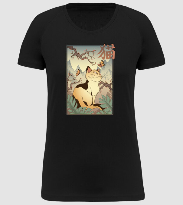 Pictură Pisică model negru pe tricou