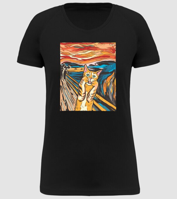 pictură Parodie Pisică model negru pe tricou