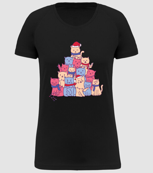 Pom de Crăciun Pisică model negru pe tricou