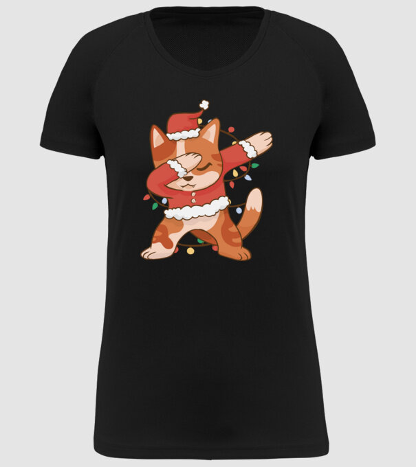 Pisică Crăciun DAB model negru pe tricou