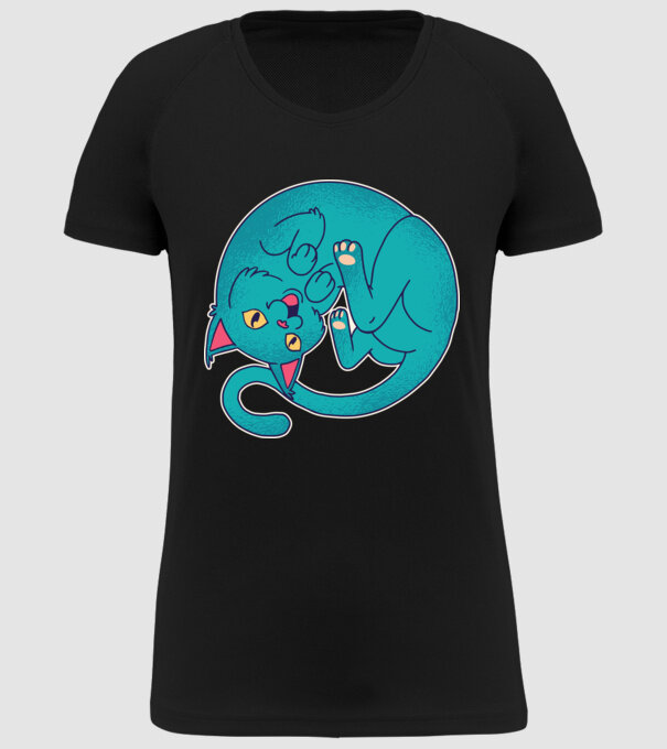 Postură Pisică model negru pe tricou