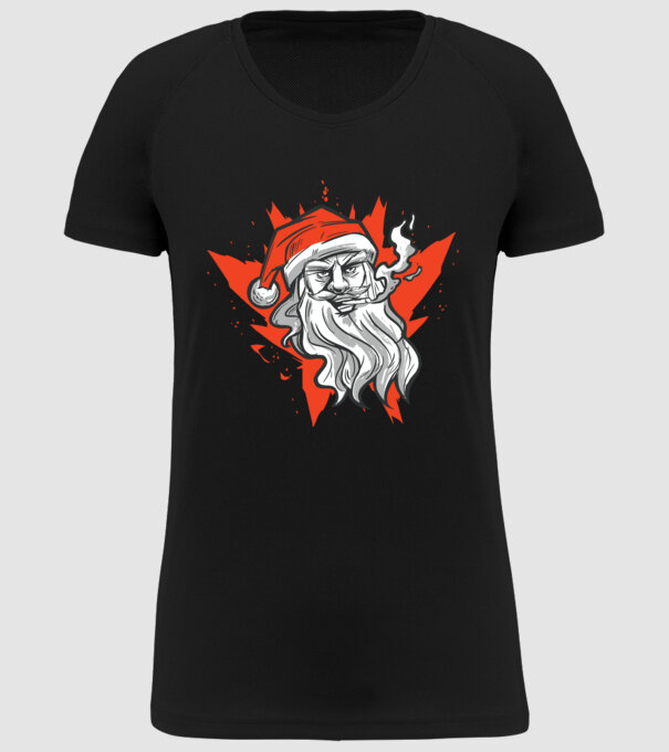 Moș Crăciun Fumător model negru pe tricou