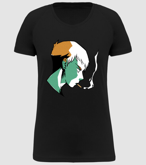Anime băiat fumător model negru pe tricou