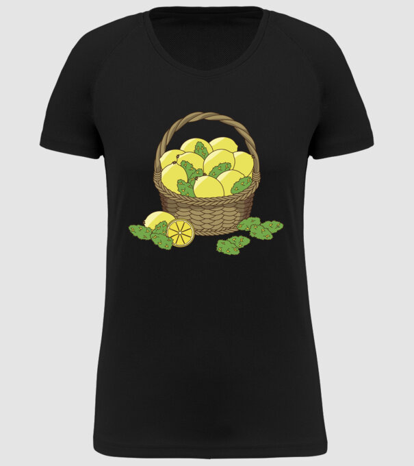 Coș de lămâi model negru pe tricou