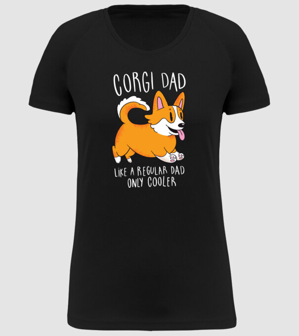 Tată de Corgi model negru pe tricou