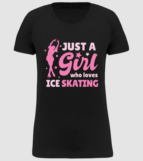 Doar o fată căreia îi place să patineze model negru pe tricou