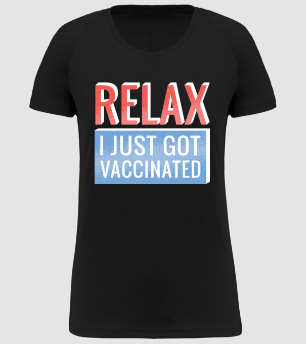 Fii calm, sunt vaccinat model negru pe tricou