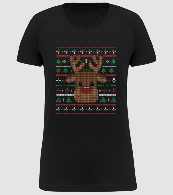 Tricou cu ren pulovăr urât model negru pe tricou