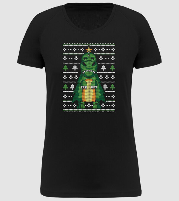T-rex cu pulovăr urât model negru pe tricou