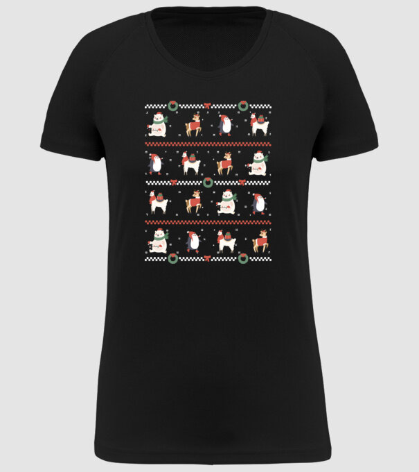 Pulover urât cu Animale drăguțe model negru pe tricou