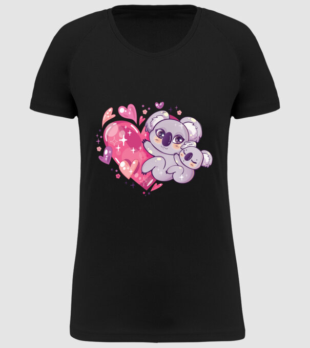 Koala drăguță Anime model negru pe tricou