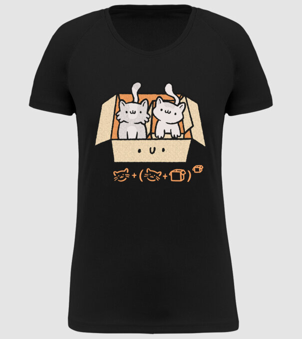 Cutie cu pisică drăguță model negru pe tricou
