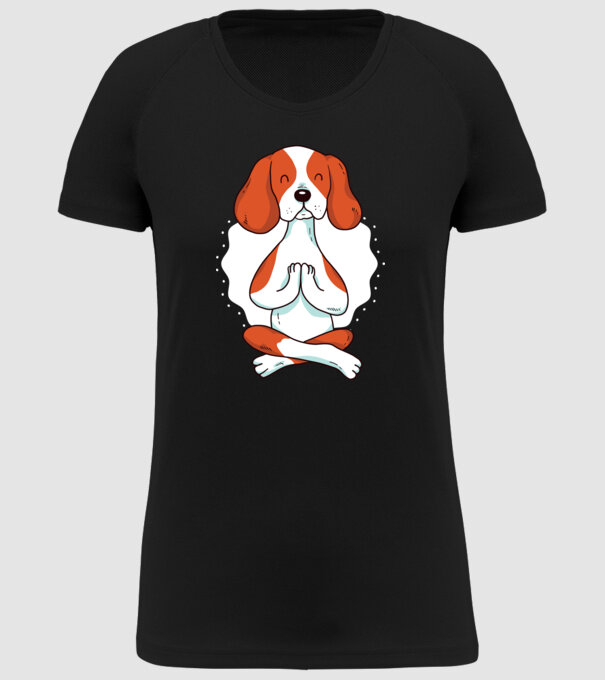 Yoga Drăguț Câine Beagle model negru pe tricou