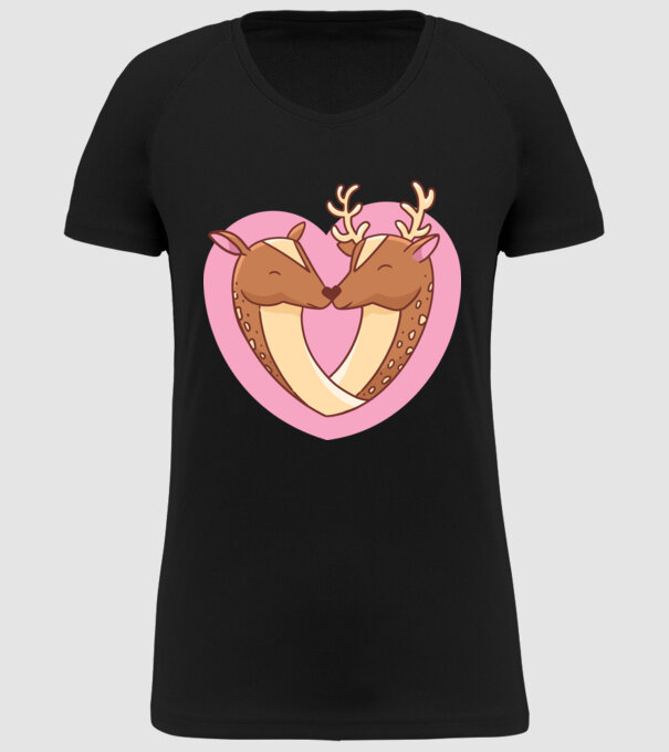 Căprioară și cerb drăguț model negru pe tricou