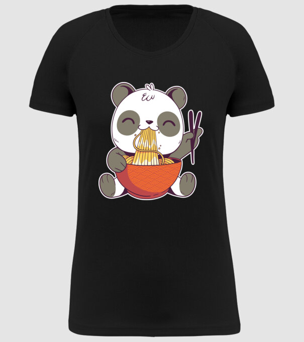 Panda drăguț cu paste model negru pe tricou