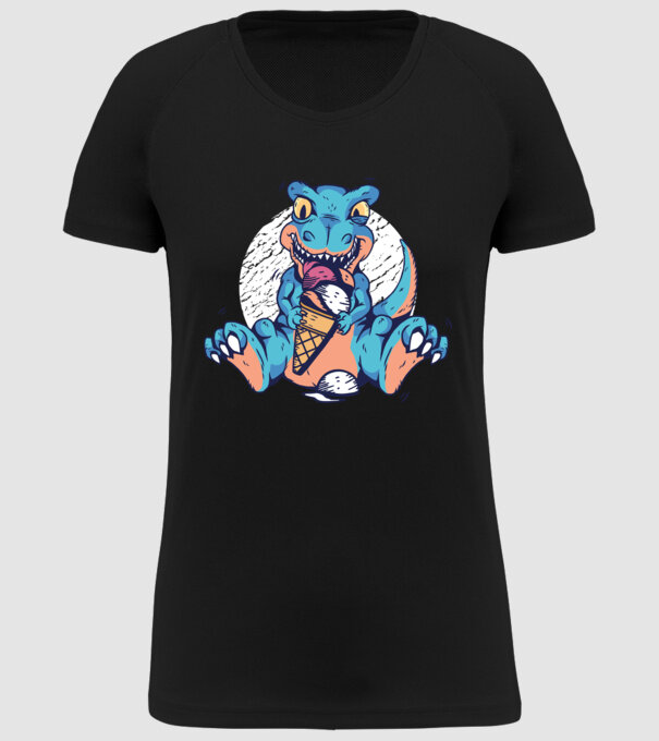 T-rex drăguț cu înghețată model negru pe tricou