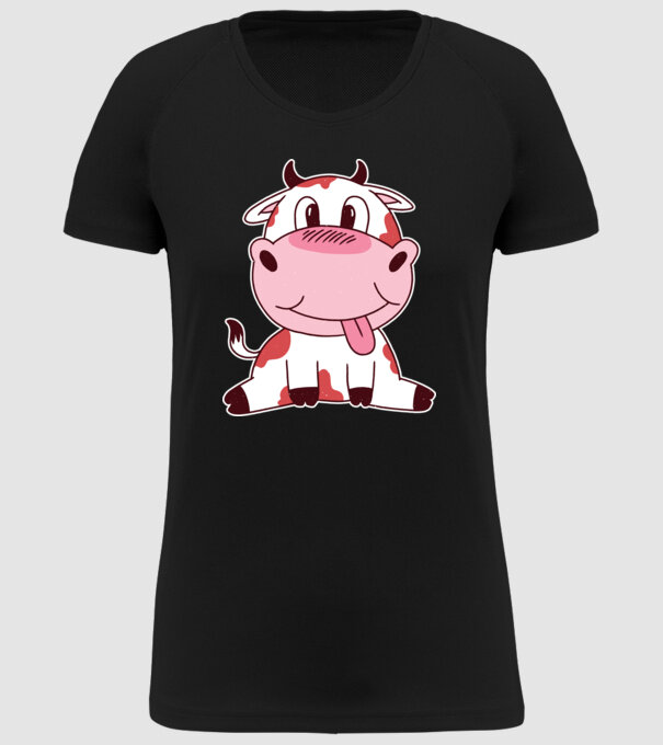 Vacă drăguță model negru pe tricou