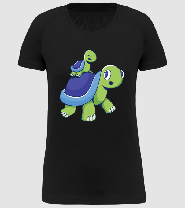 Familie țestoase drăguțe model negru pe tricou