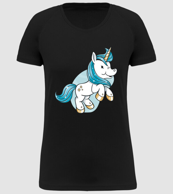 Unicorn drăguț model negru pe tricou