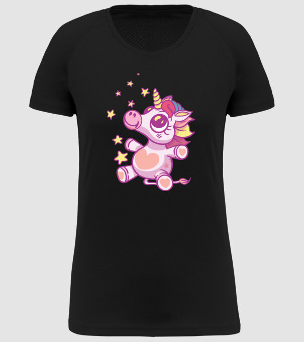 Unicorn drăguț model negru pe tricou