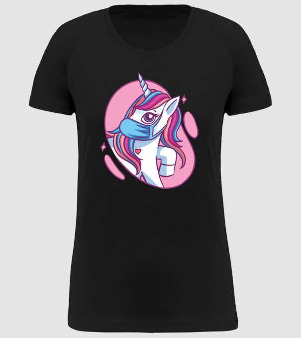 Unicorn drăguț cu mască model negru pe tricou