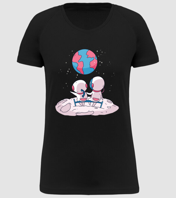 Astronauți drăguți model negru pe tricou