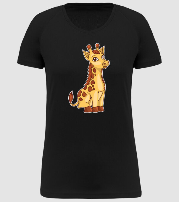 Girafă drăguță model negru pe tricou