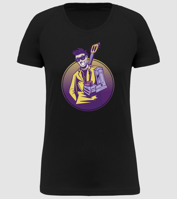 Chitarist Cyberpunk model negru pe tricou