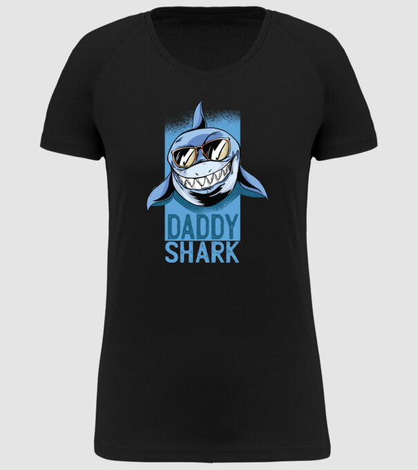 Daddy Shark tricou pentru tata model negru pe tricou