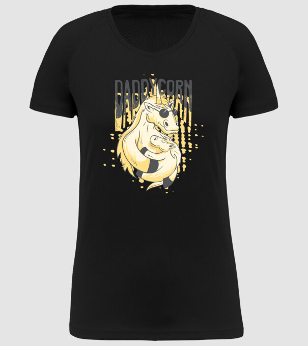 Daddycorn - Tată Unicorn model negru pe tricou