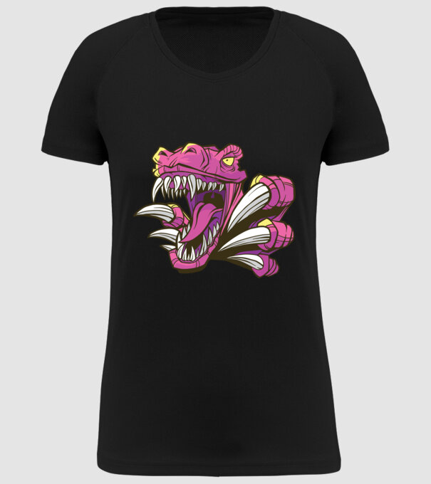 Gheare de dinozaur model negru pe tricou