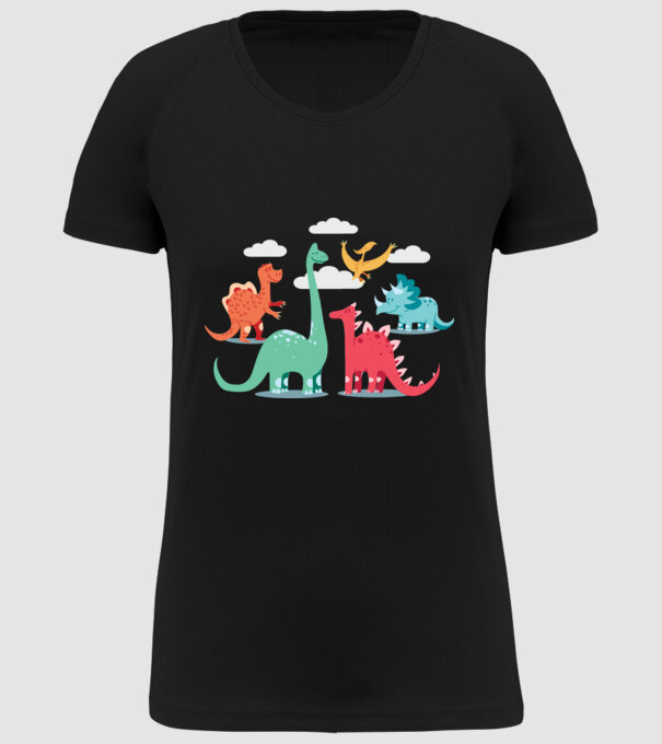 Dinozauri model negru pe tricou