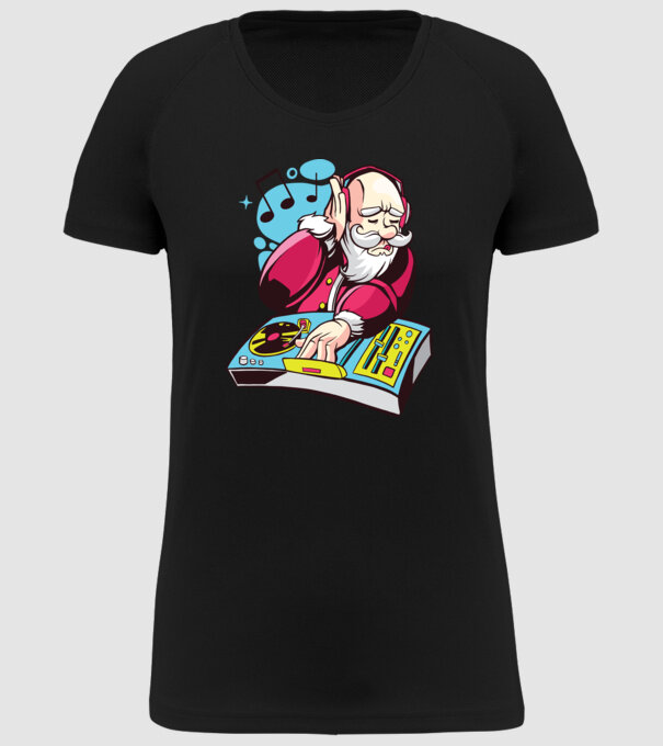 Moș Crăciun DJ model negru pe tricou