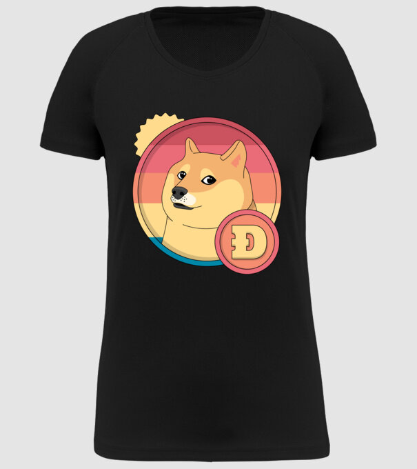 Doge Coin model negru pe tricou
