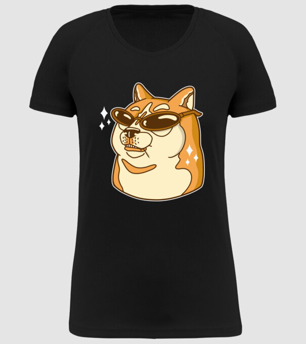 Doge Coin model negru pe tricou