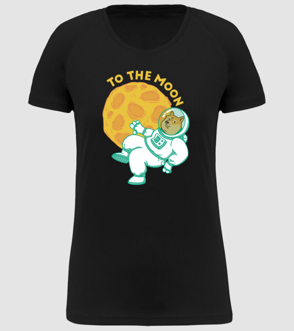 Dogecoin to the moon model negru pe tricou