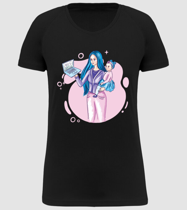 Mamă Lucrătoare model negru pe tricou
