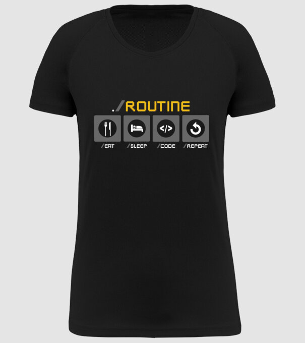 Eat sleep code repeat - rutină zilnică developer model negru pe tricou