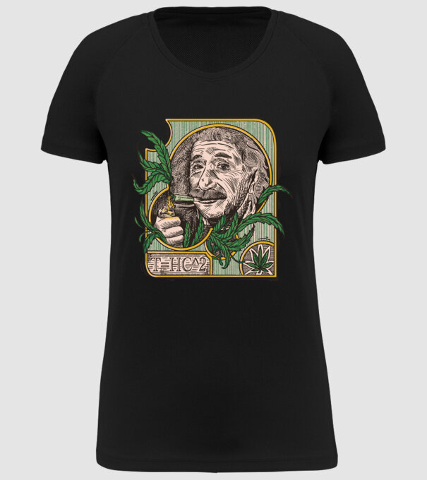 Einstein Marijuana THC model negru pe tricou