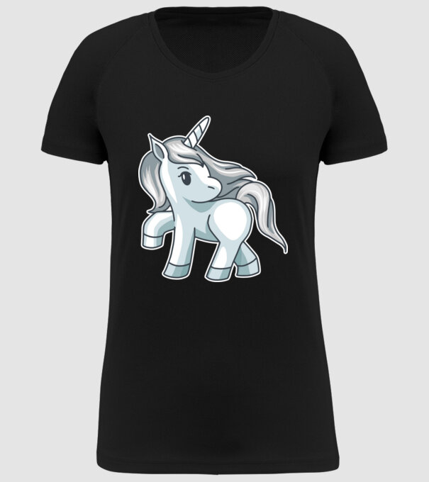 Unicorn de argint model negru pe tricou