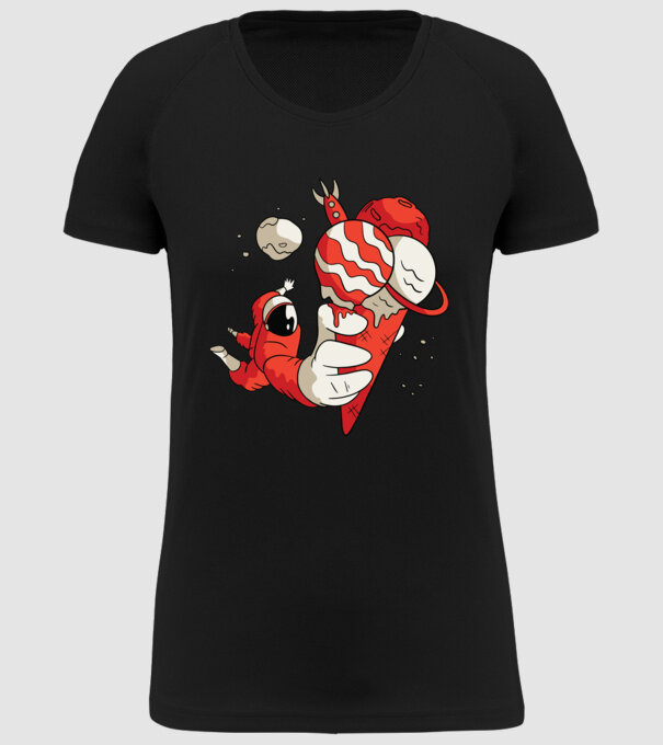 Astronaut cu Înghețată model negru pe tricou
