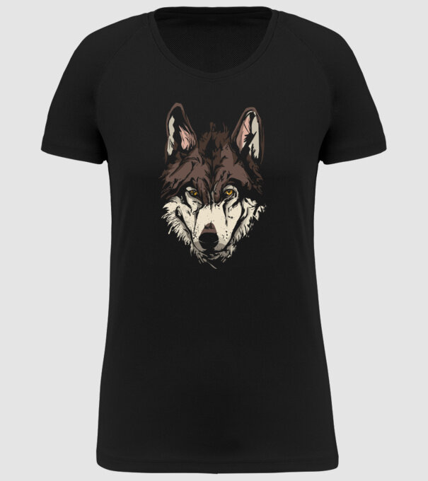 Cap de lup model negru pe tricou