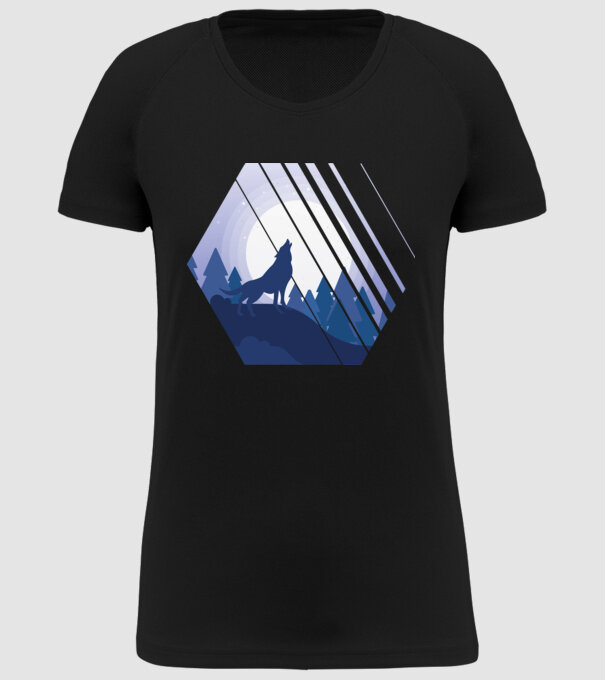 Urlet de lup model negru pe tricou