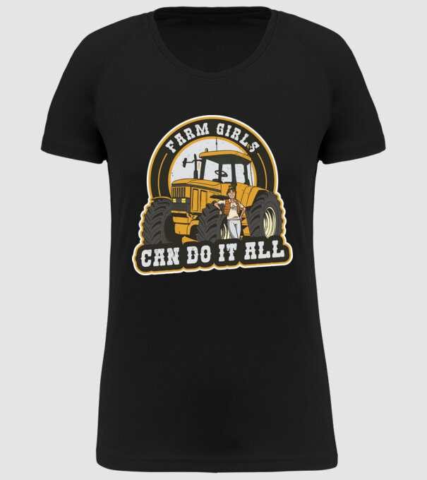 Farm Girls can do it all Tractor model negru pe tricou