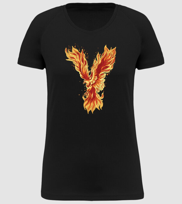 Pasărea Phoenix model negru pe tricou