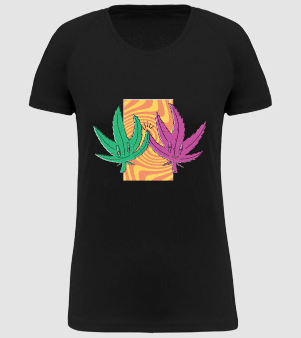 Frunze marijuana salut model negru pe tricou