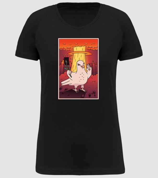 Selfie Porumbel Bombă nucleară model negru pe tricou