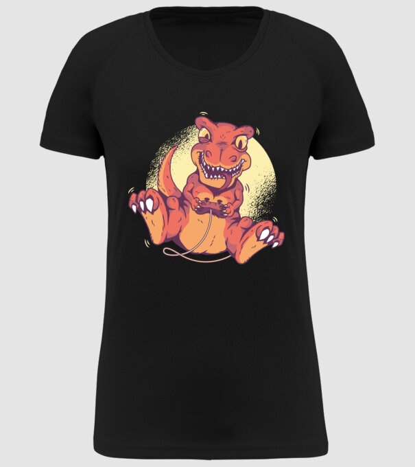 Dinozaur Gamer tricou model negru pe tricou